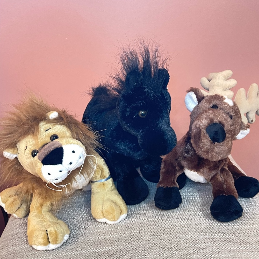 Webkins Lot of Three Caramel Lion, Black Stallion, Reindeer No Code